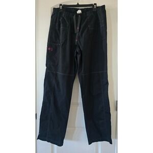 WonderWink Black Cargo Scrub Pants Tall XL Pink Contrast Stitching Drawstring